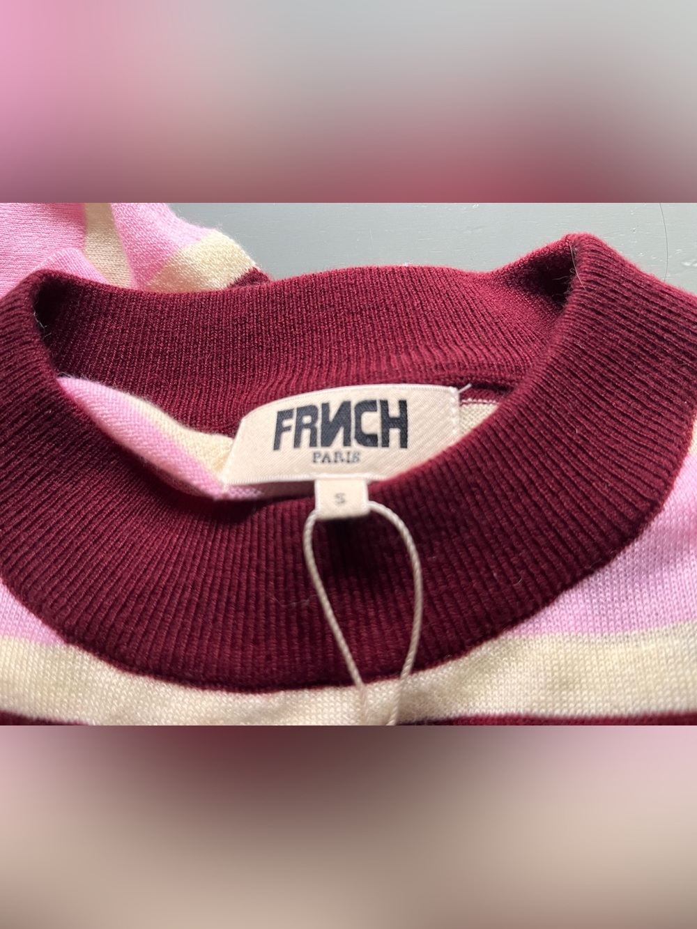 The Pullover by FRNCH Paris - Rose, Cream and Pink. Size S+ Darling! NWT
